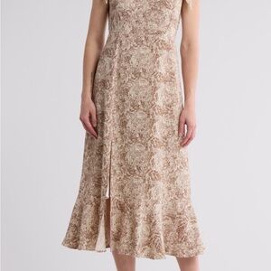 Lush Brown Floral Midi Dress